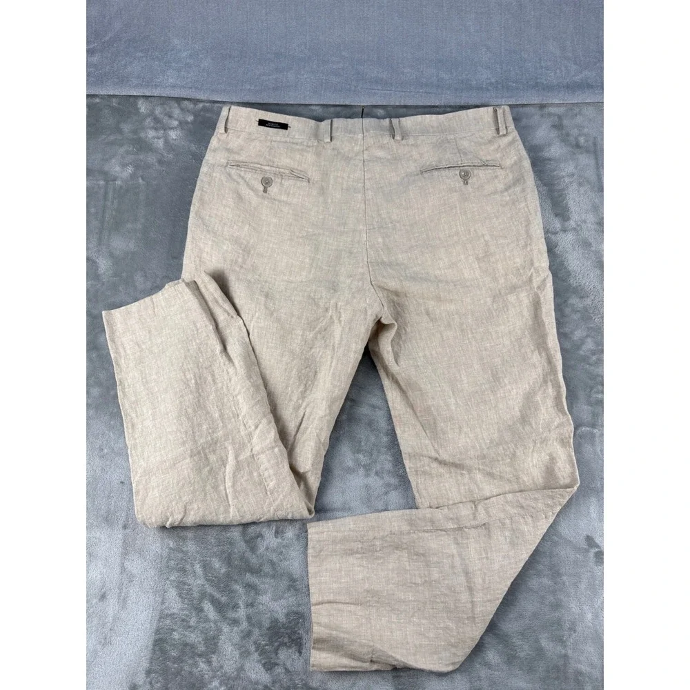 Joseph Abboud Linen Pants Mens 38x30 JOE Slim Fit Separates Tan EUC